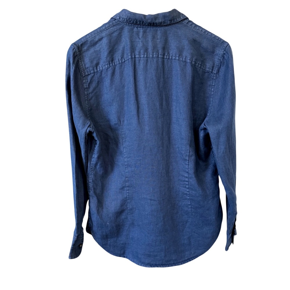 J.Crew Button Down Shirt Womens 4 Navy Blue Excellent Baird McNutt Irish Linen - Picture 5 of 9